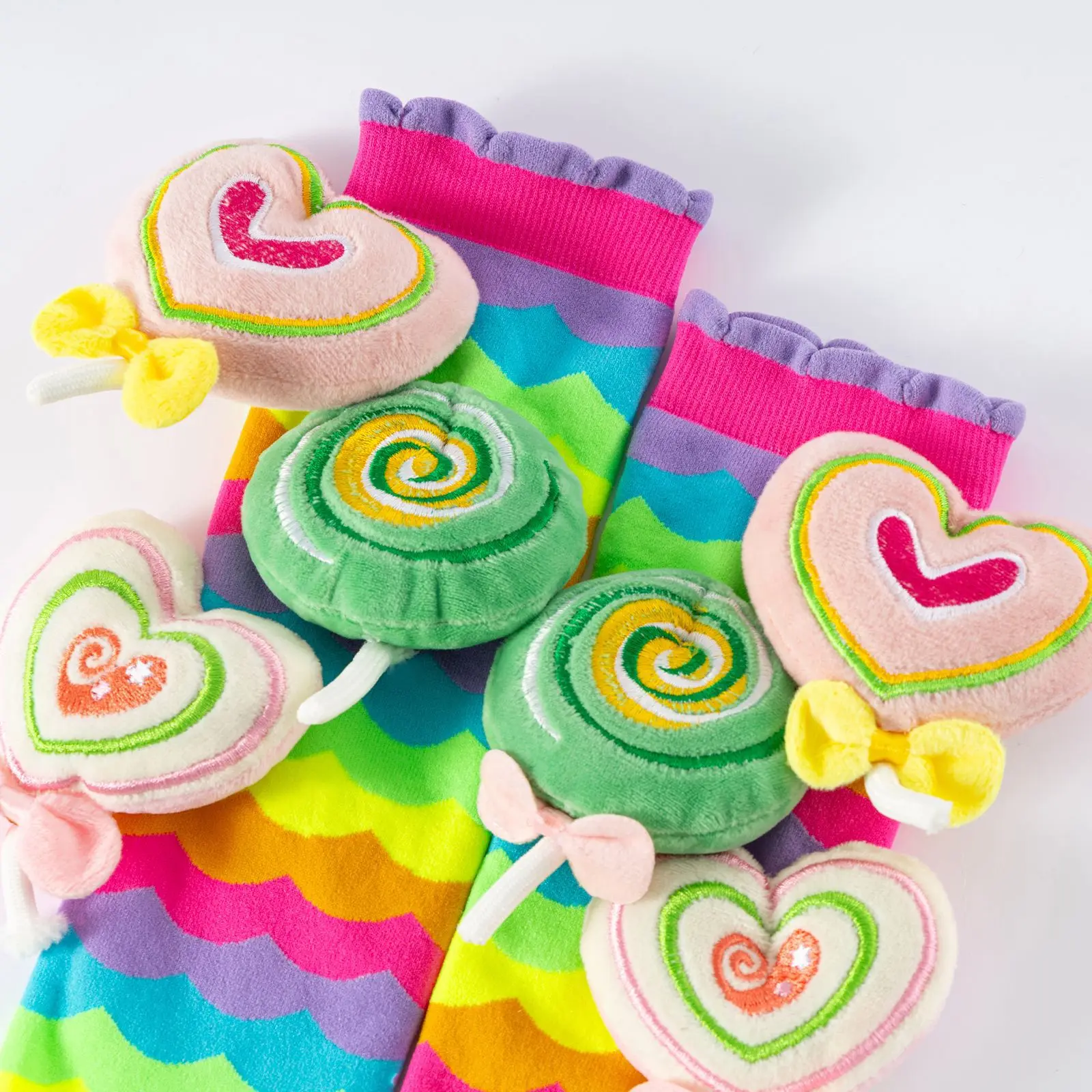 2025 New Candy Girls' Socks Knee length Mid tube Socks Girls' High Elasticity Cartoon Fashion Socks Rainbow Stripes Cute Socks