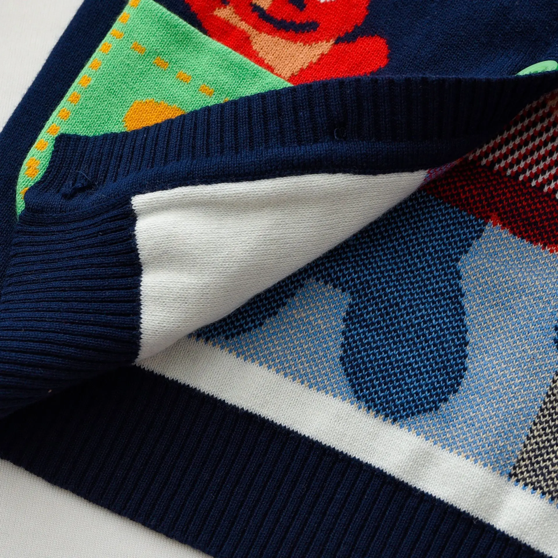 2025 Autumn Japanese Bear Double Color Pocket Knitted Cardigan Cartoon Children's Double Layer Sweater High Quality Thick Sweate