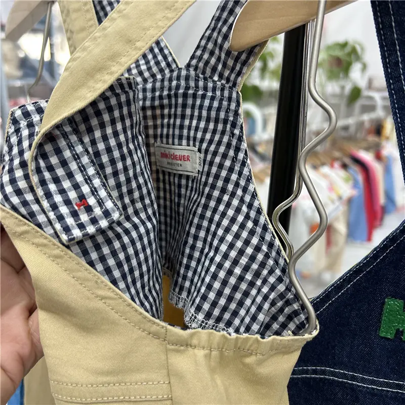 2025 Summer New Children's Clothing Cartoon Bear Letter Splicing Strap Shorts Color Contrasting Cotton Cute Japanese Pants