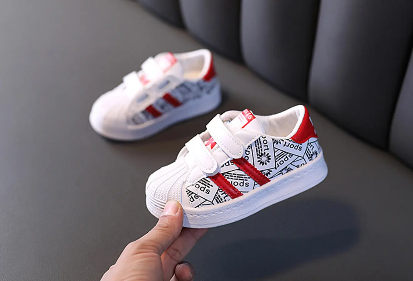1-6T Baby Toddler Shoes Sneakers Sneakers Kids Sports Shoes  Artificial PU Breathable Non-slip Wear-resistant White Shoes