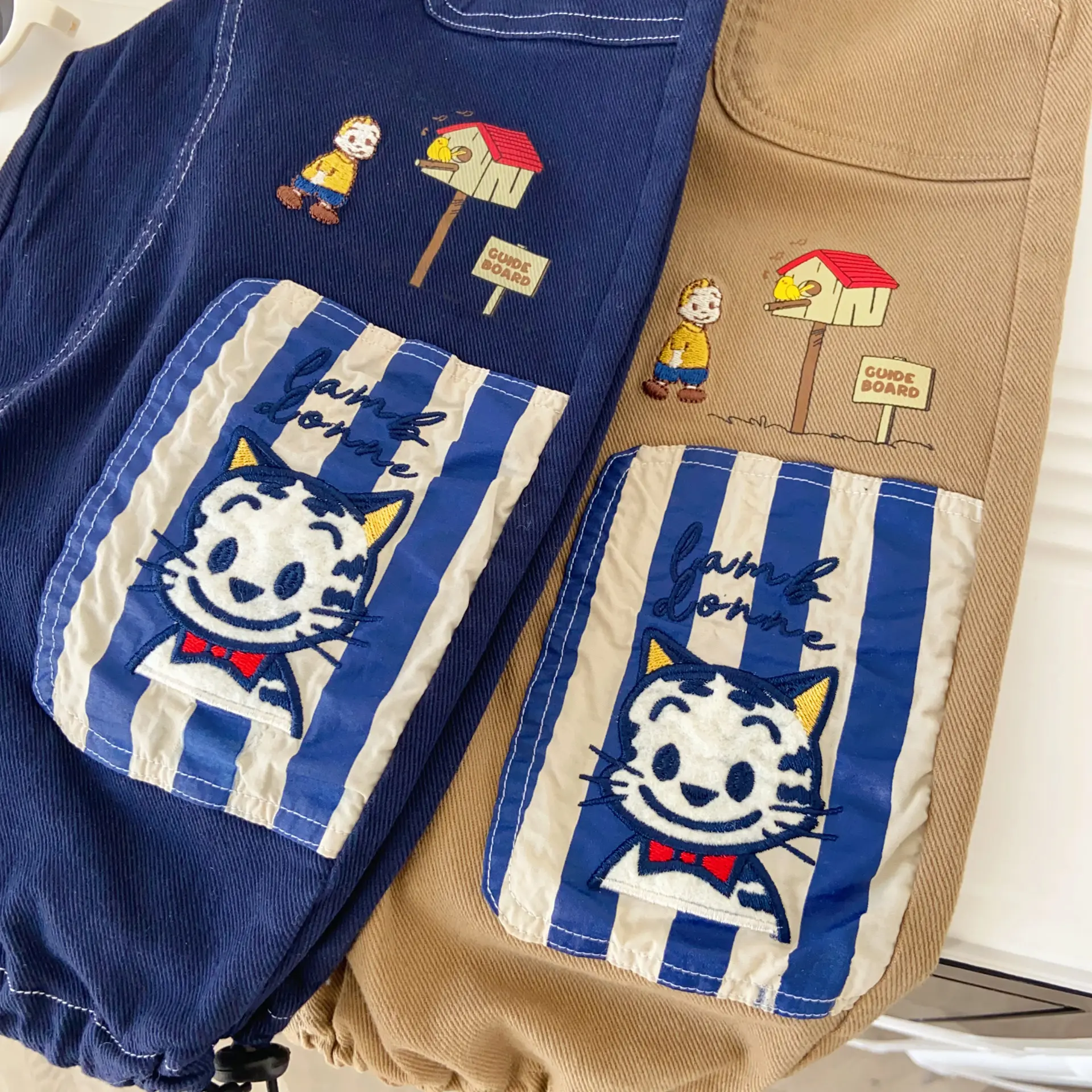 Children's Woven Casual Work Pants Children's Pants Woven Embroidered Long Pants For Boys And Girls Casual Pants