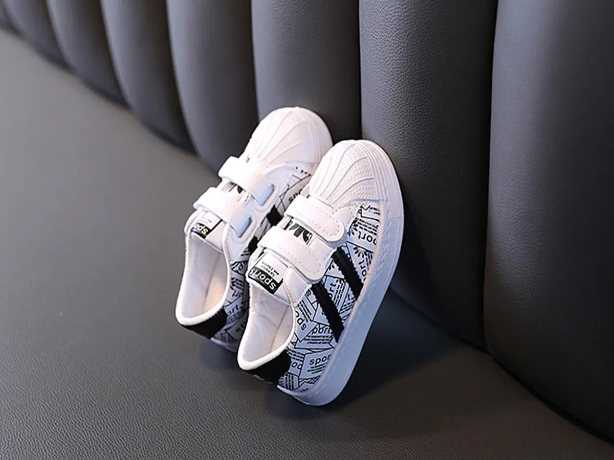 1-6T Baby Toddler Shoes Sneakers Sneakers Kids Sports Shoes  Artificial PU Breathable Non-slip Wear-resistant White Shoes