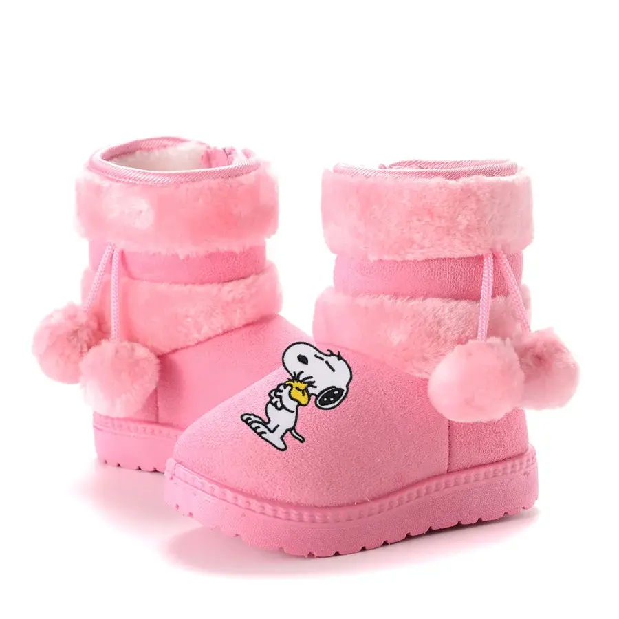 Snoopy Children's Cotton Shoes in the Snow in Winter Fur Ball Boots Thickened boy girl Casual Shoes Warm Cotton Casual boots