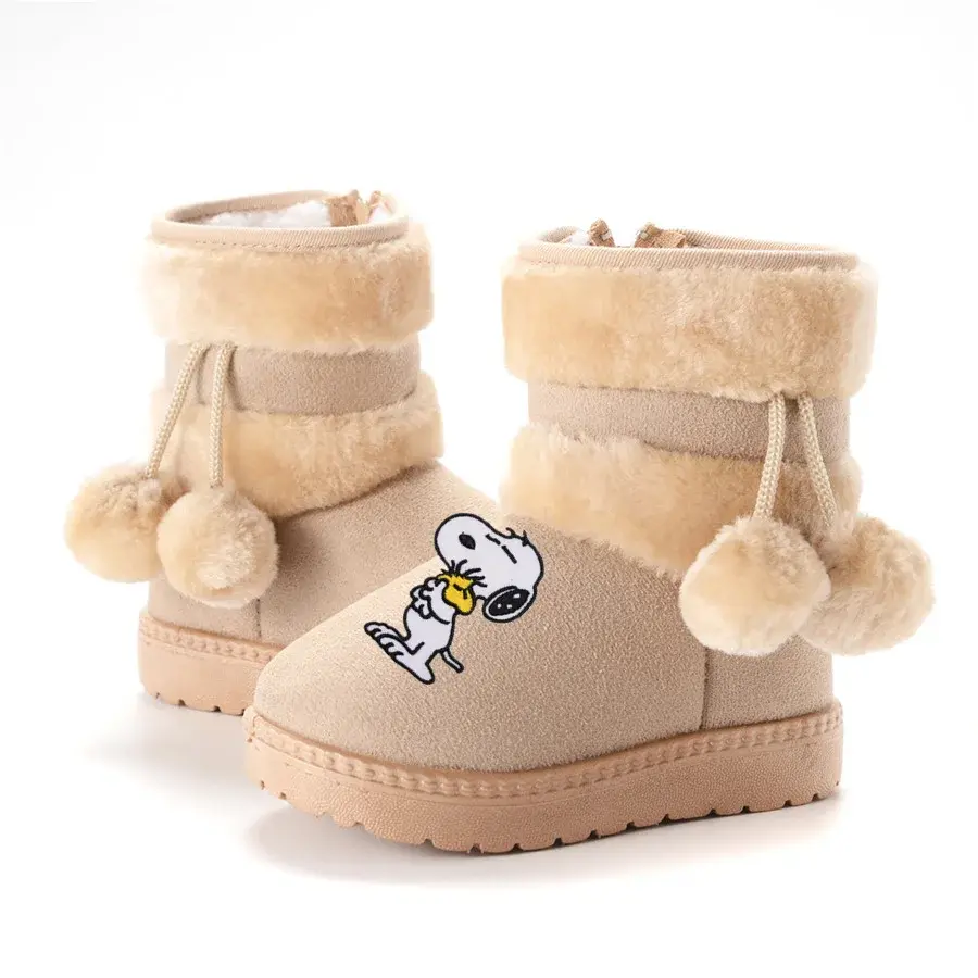 Snoopy Children's Cotton Shoes in the Snow in Winter Fur Ball Boots Thickened boy girl Casual Shoes Warm Cotton Casual boots