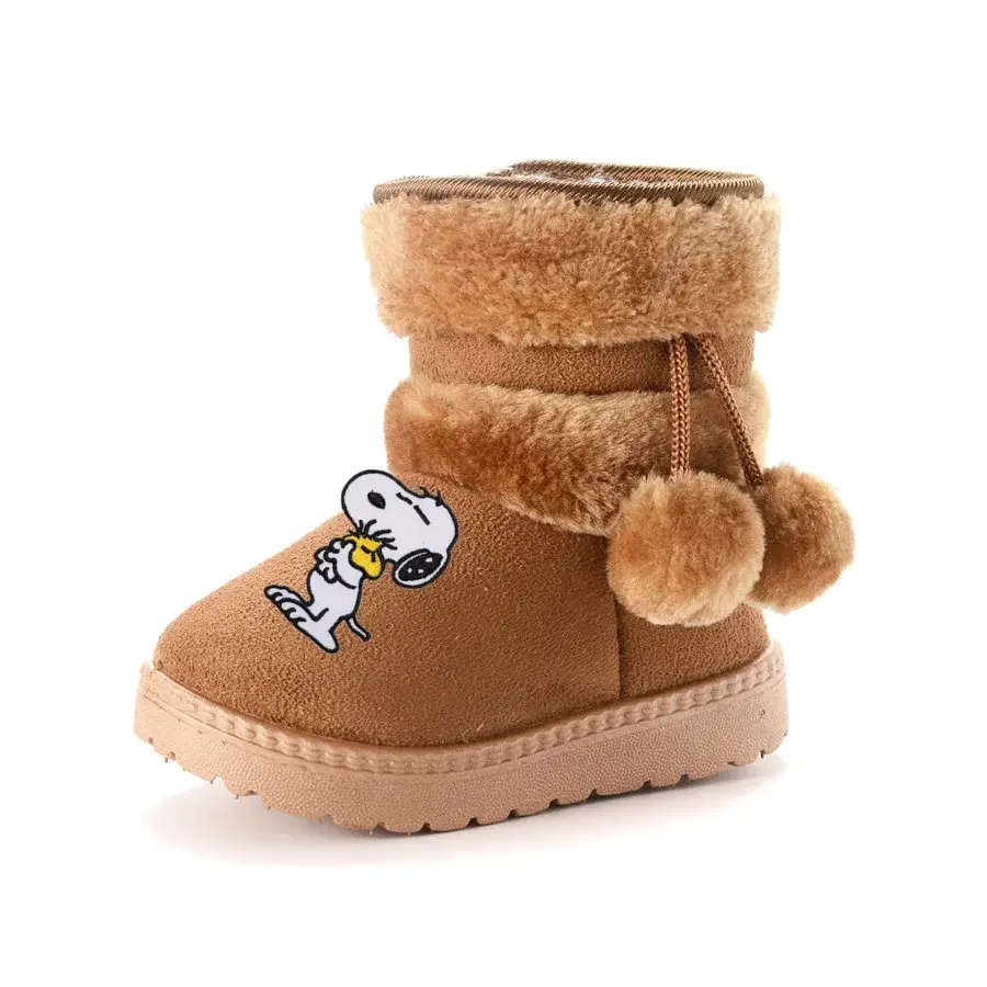 Snoopy Children's Cotton Shoes in the Snow in Winter Fur Ball Boots Thickened boy girl Casual Shoes Warm Cotton Casual boots