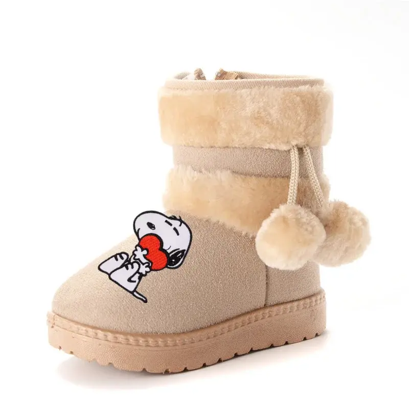 Snoopy Children's Cotton Shoes in the Snow in Winter Fur Ball Boots Thickened boy girl Casual Shoes Warm Cotton Casual boots