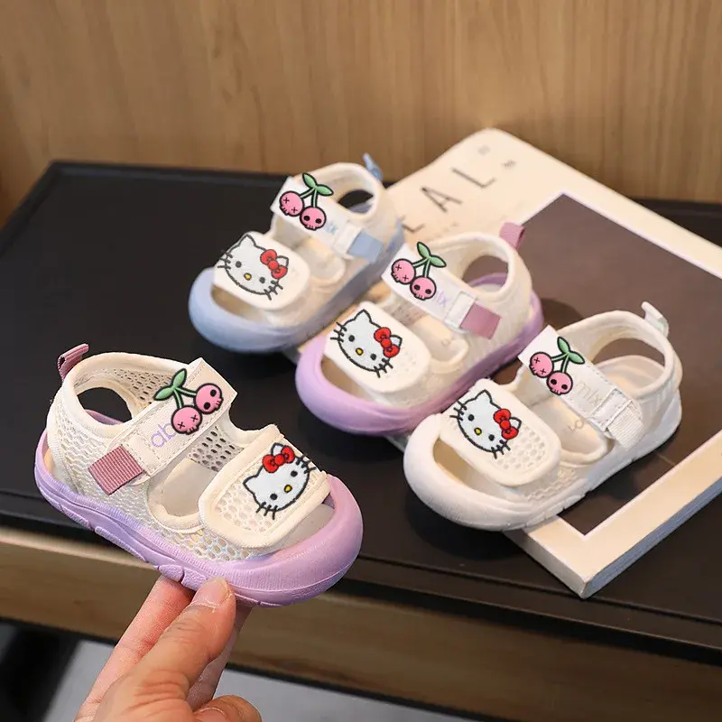boy breathable toddler shoes beach shoes Sanrio hello kitty kid sandals girl summer 0-3 years old soft sole Baotou baby slippers