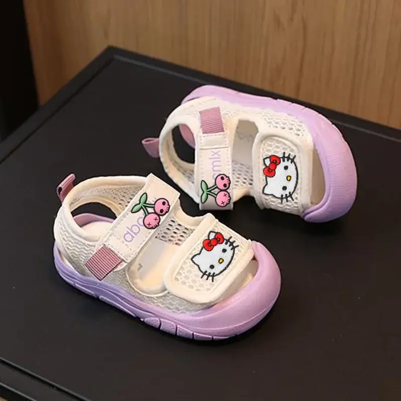boy breathable toddler shoes beach shoes Sanrio hello kitty kid sandals girl summer 0-3 years old soft sole Baotou baby slippers