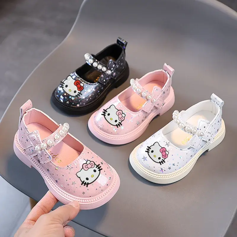 spring fall Sandals kuromi pearl leather shoes children baby toddler shoes Sanrio hello kitty girl princess performance shoes