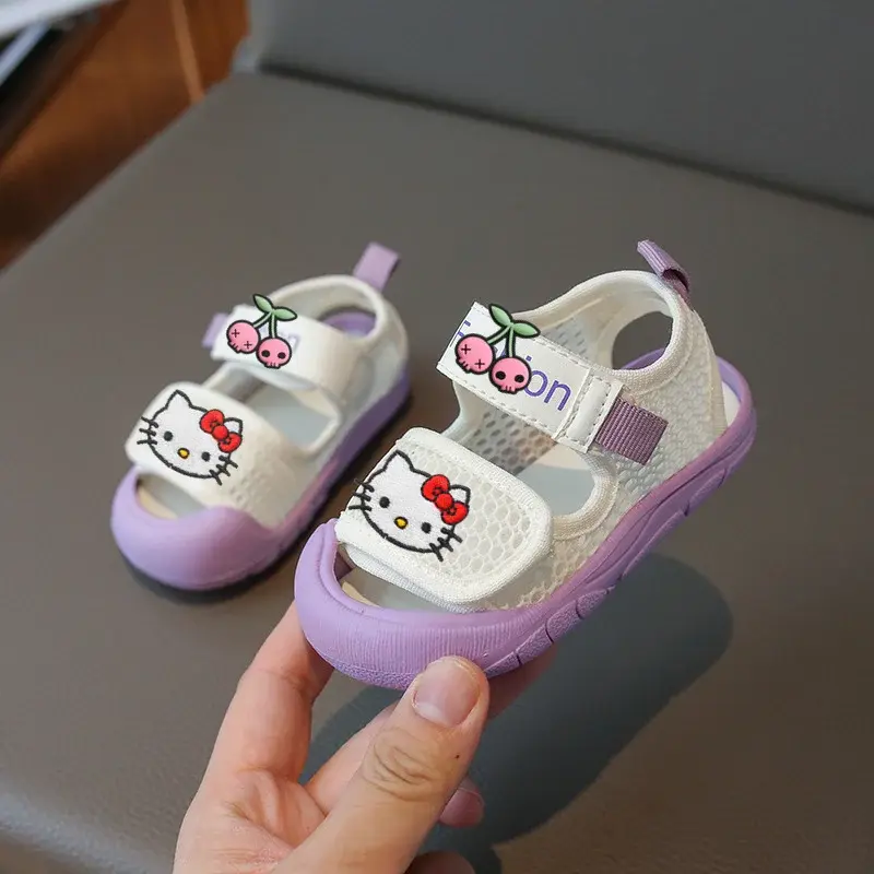 boy breathable toddler shoes beach shoes Sanrio hello kitty kid sandals girl summer 0-3 years old soft sole Baotou baby slippers