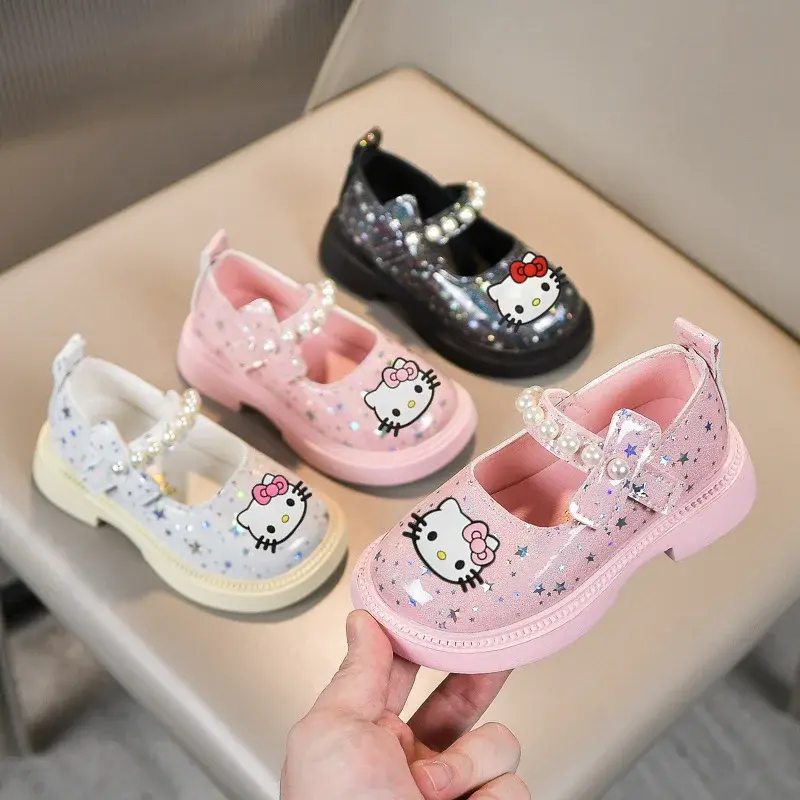 spring fall Sandals kuromi pearl leather shoes children baby toddler shoes Sanrio hello kitty girl princess performance shoes