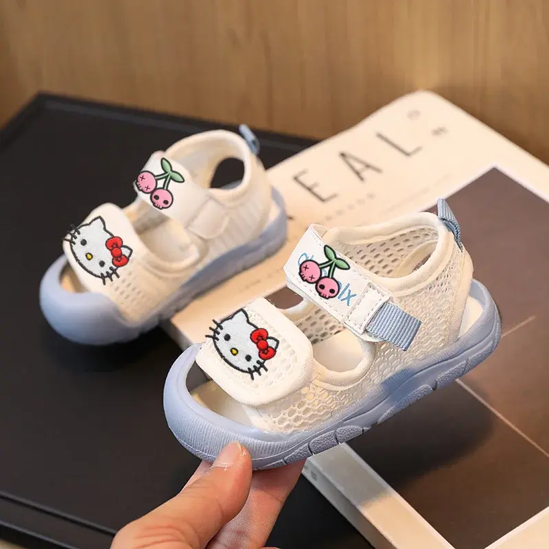 boy breathable toddler shoes beach shoes Sanrio hello kitty kid sandals girl summer 0-3 years old soft sole Baotou baby slippers