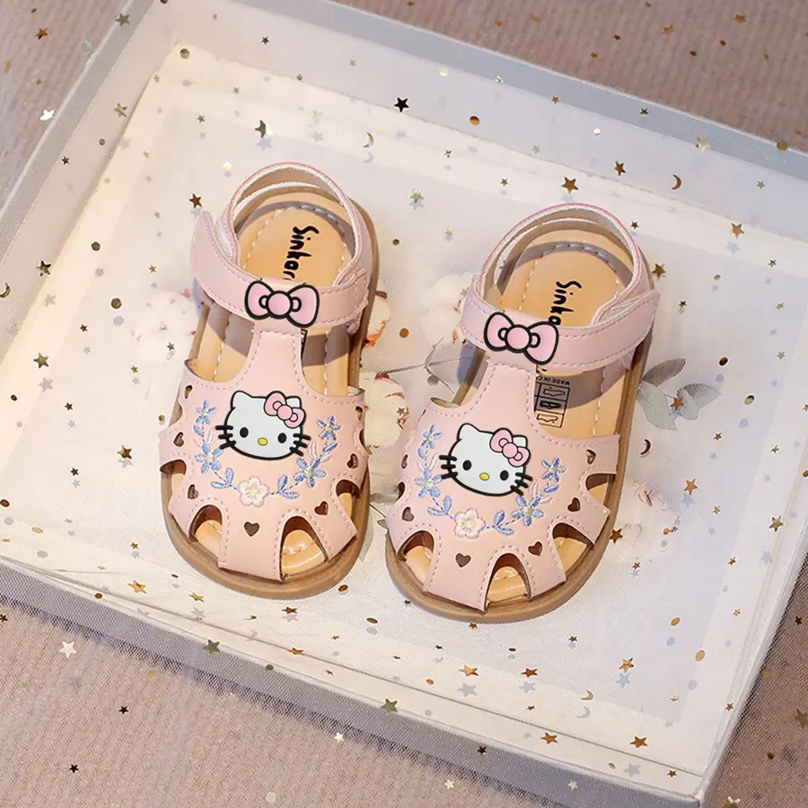 Sanrio hello kitty girls baby sandals summer soft soles  casual shoes floral children princess beach shoes baby toddler shoes