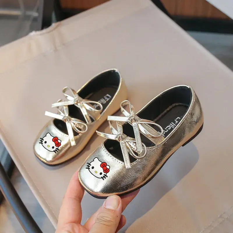 Sanrio girls bow princess Casual shoes baby leather shoes sandals hello kitty spring and summer children cartoon dance shoes