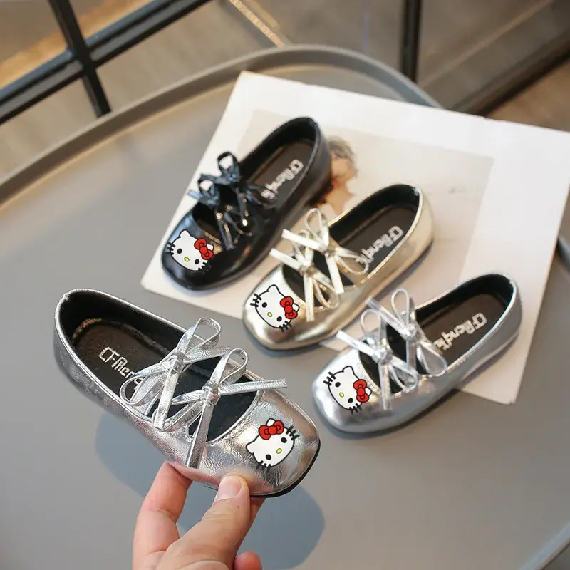 Sanrio girls bow princess Casual shoes baby leather shoes sandals hello kitty spring and summer children cartoon dance shoes