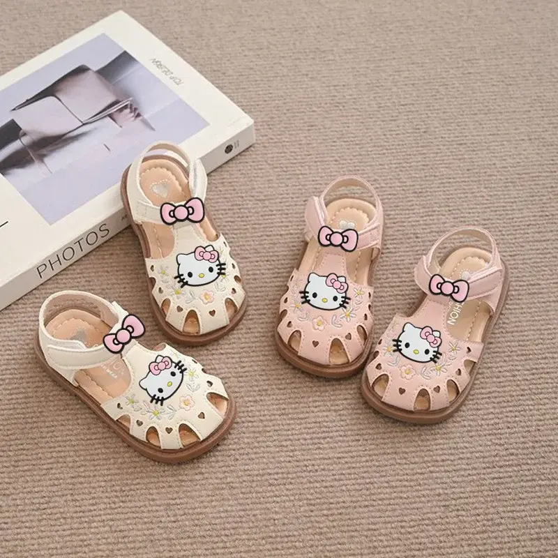 Sanrio hello kitty girls baby sandals summer soft soles  casual shoes floral children princess beach shoes baby toddler shoes