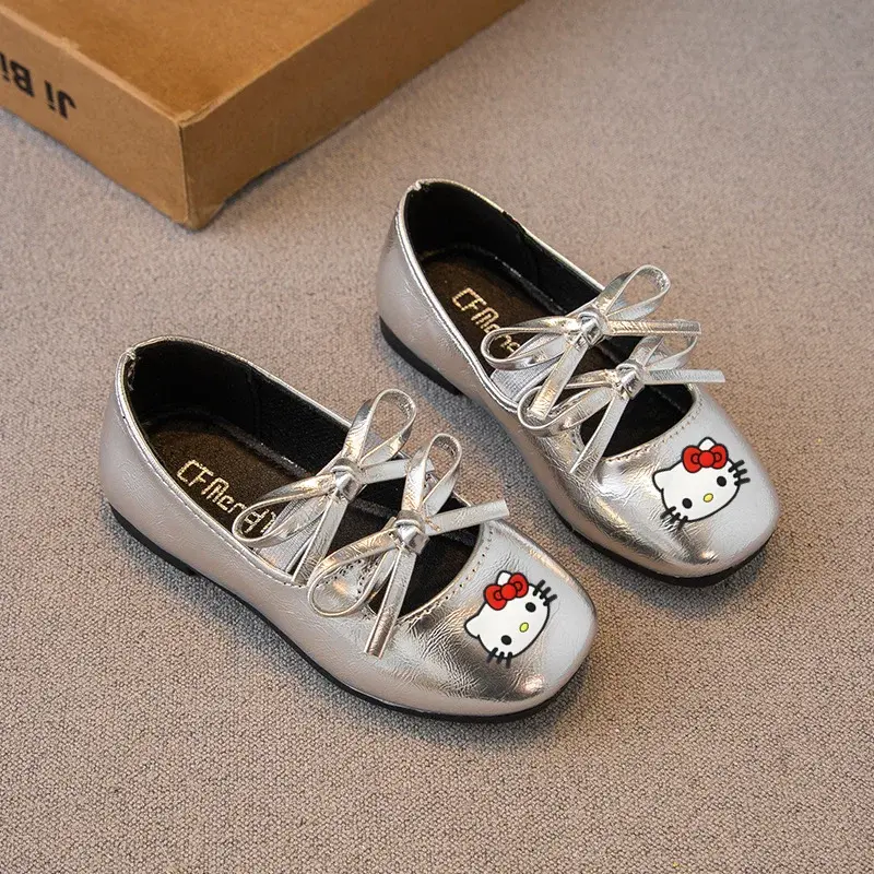 Sanrio girls bow princess Casual shoes baby leather shoes sandals hello kitty spring and summer children cartoon dance shoes