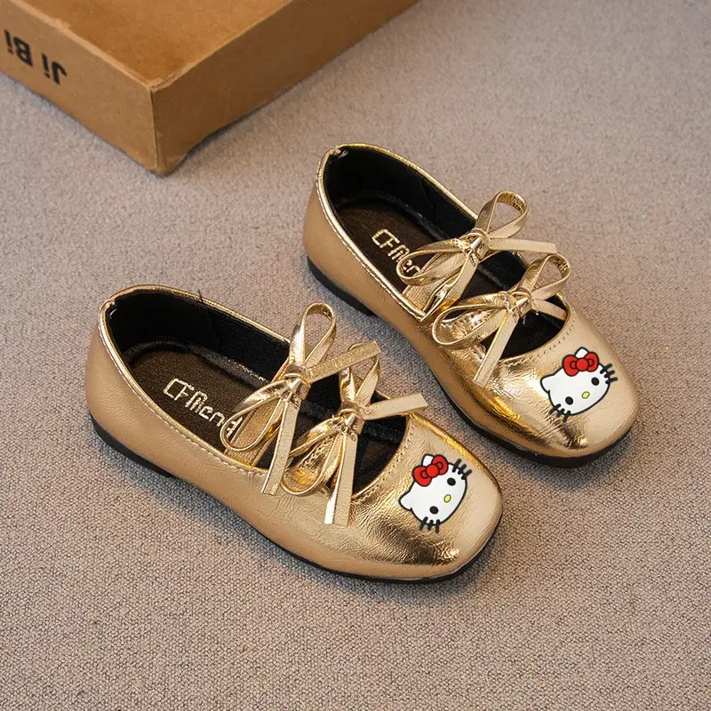 Sanrio girls bow princess Casual shoes baby leather shoes sandals hello kitty spring and summer children cartoon dance shoes