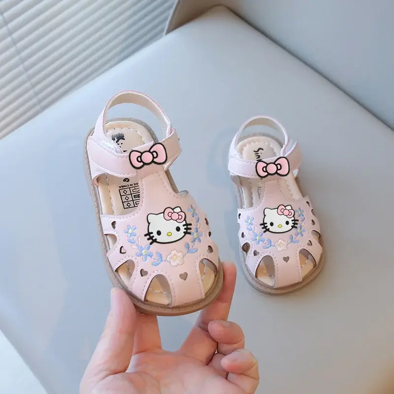 Sanrio hello kitty girls baby sandals summer soft soles  casual shoes floral children princess beach shoes baby toddler shoes