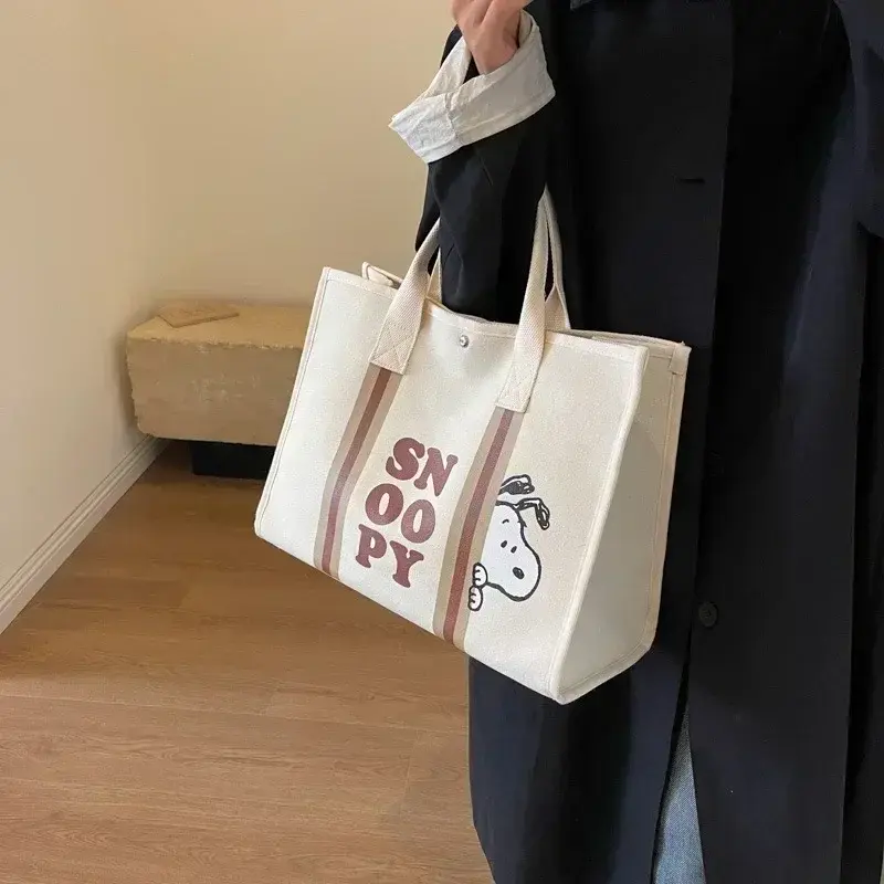 Snoopy  Female Cartoon Fashion Shoulder Bag Travel Mommy Bag 30x40x17cm handbag New Large Capacity Cute Canvas Tote Bag