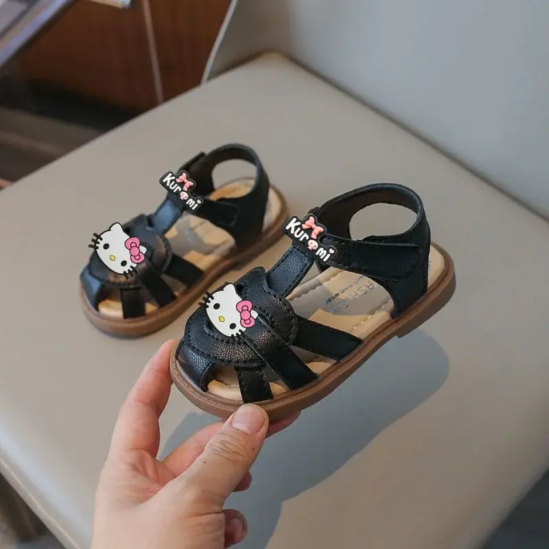 Sanrio new girls soft-soled Baotou Velcro slippers hello kitty summer baby cbeach shoes childrens sandals cartoon casual shoes