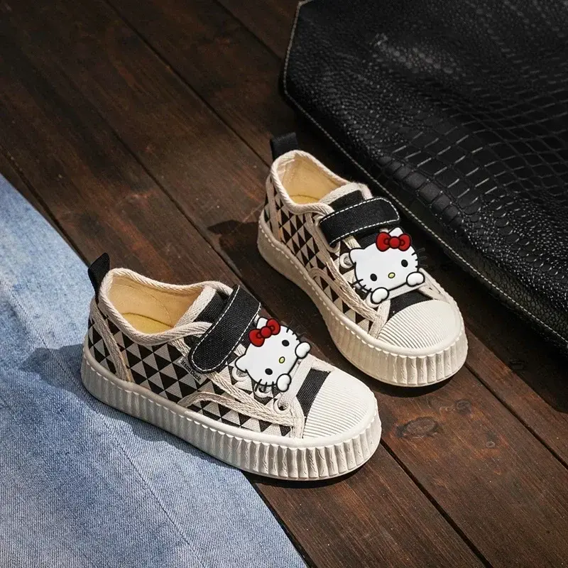 Sanrio hello kitty children Canvas Casual Shoes New Spring & Fall Boys Board Shoes Plaid Girls Student Sneakers
