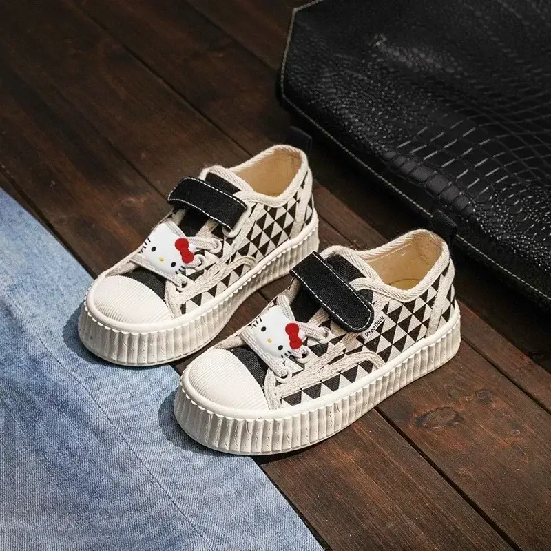 Sanrio hello kitty children Canvas Casual Shoes New Spring & Fall Boys Board Shoes Plaid Girls Student Sneakers