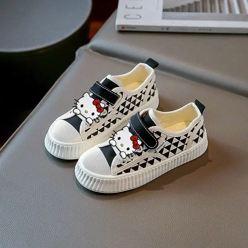 Sanrio hello kitty children Canvas Casual Shoes New Spring & Fall Boys Board Shoes Plaid Girls Student Sneakers