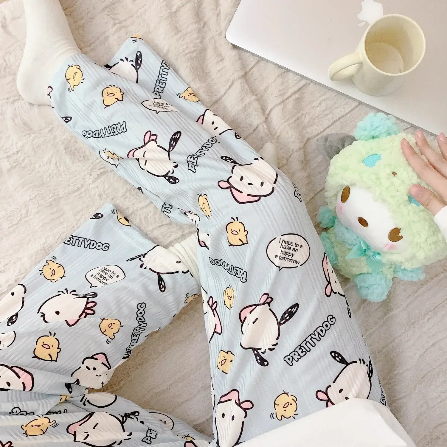 Sanrio hello kitty Spring and Autumn Home Pants Cartoon New Pajama Pants Girls kuromi Fashion Casual Pants Wear Outside