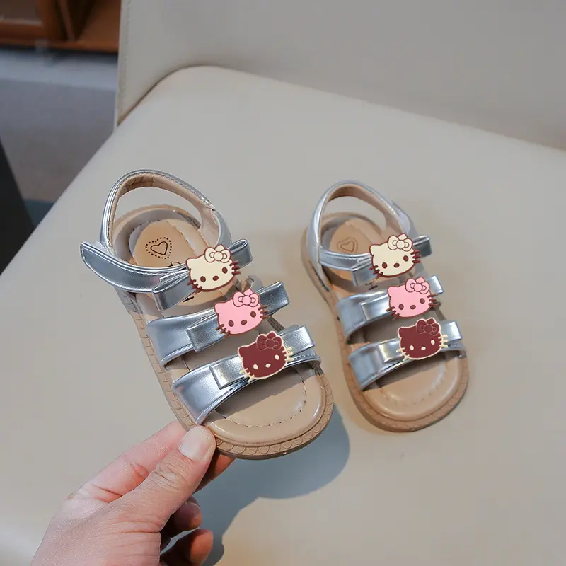 Sanrio beach shoes children fashion soft sole slippers hello kitty summer new girls sandals girls bow princess toddler shoes