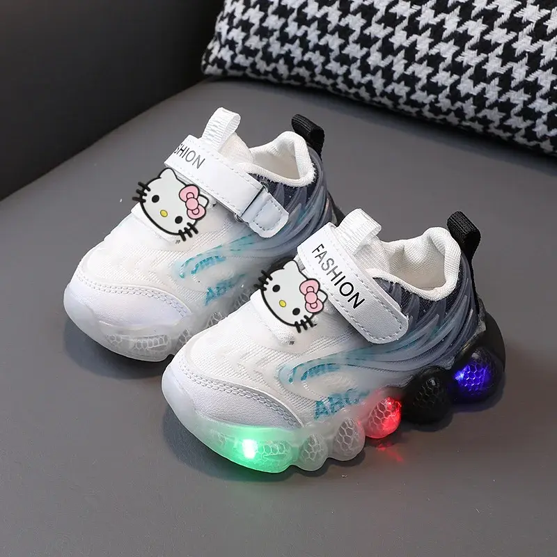 New Boy LED Casual Shoes girl Soft-soled Toddler Shoes Sanrio hello kitty lights up children sports shoes Spring Autumn Sneakers