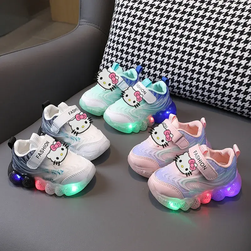 New Boy LED Casual Shoes girl Soft-soled Toddler Shoes Sanrio hello kitty lights up children sports shoes Spring Autumn Sneakers
