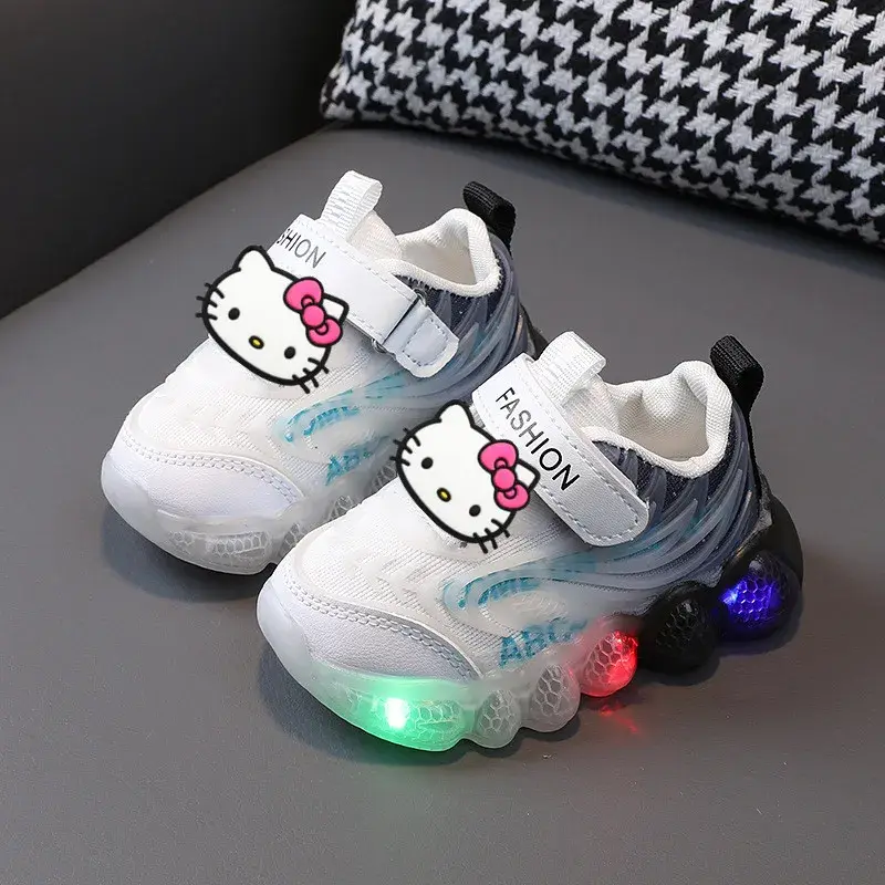 New Boy LED Casual Shoes girl Soft-soled Toddler Shoes Sanrio hello kitty lights up children sports shoes Spring Autumn Sneakers