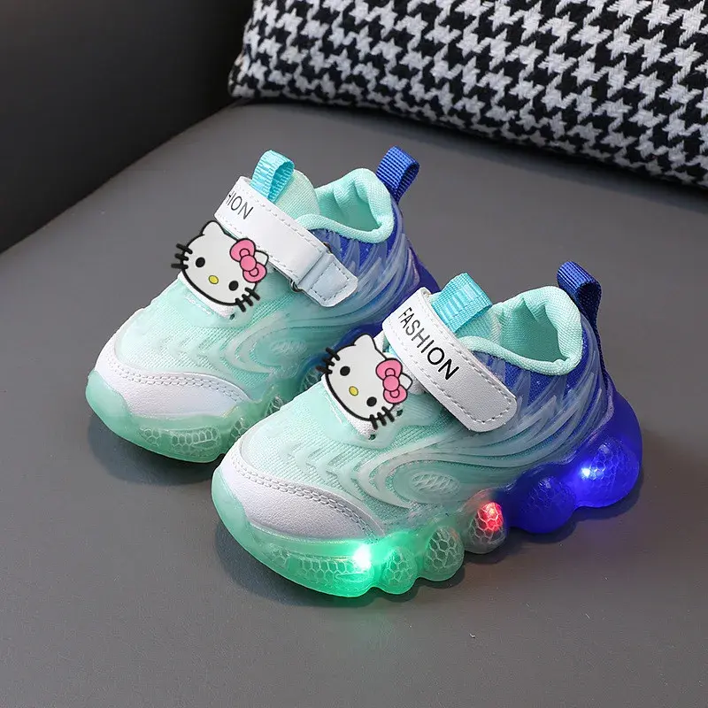 New Boy LED Casual Shoes girl Soft-soled Toddler Shoes Sanrio hello kitty lights up children sports shoes Spring Autumn Sneakers