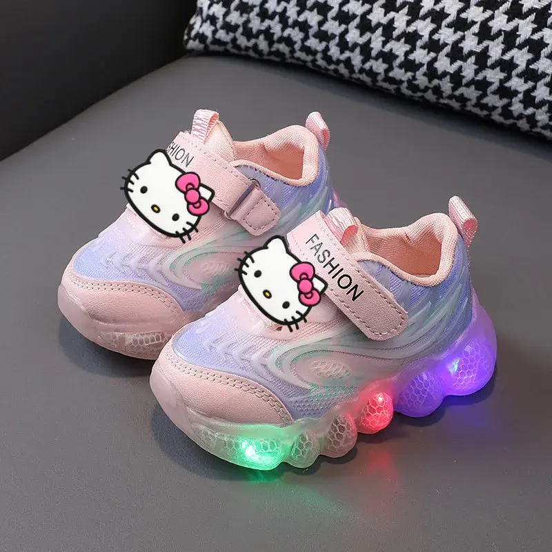 New Boy LED Casual Shoes girl Soft-soled Toddler Shoes Sanrio hello kitty lights up children sports shoes Spring Autumn Sneakers