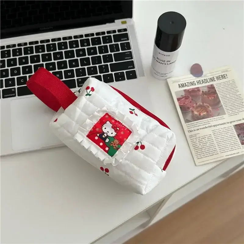 student stationery pencil case travel washing bag handbag Sanrio hello kitty cherry cosmetic bag large capacity Y2K storage bag