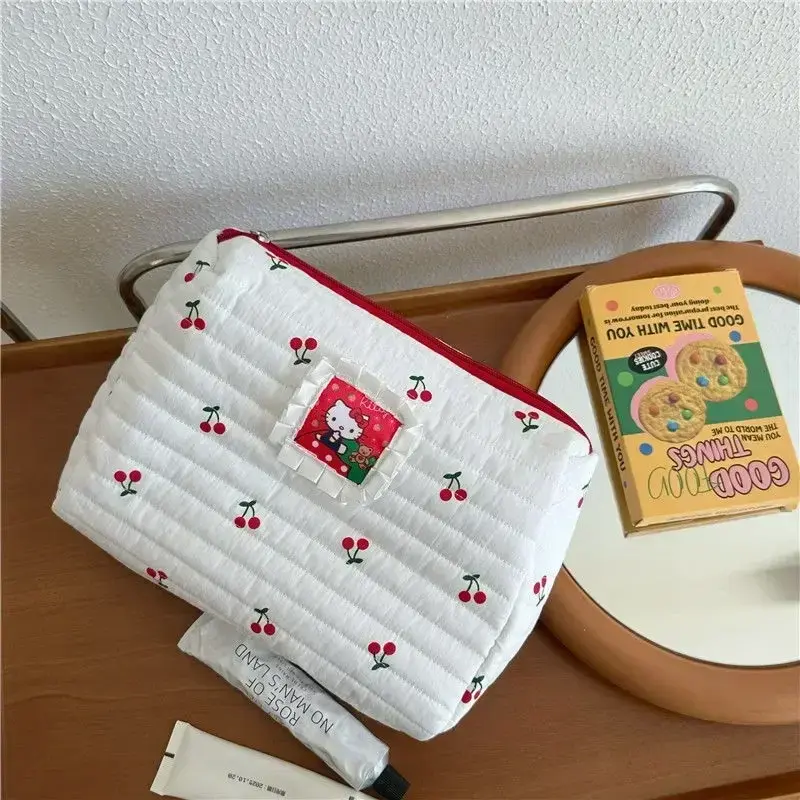 student stationery pencil case travel washing bag handbag Sanrio hello kitty cherry cosmetic bag large capacity Y2K storage bag