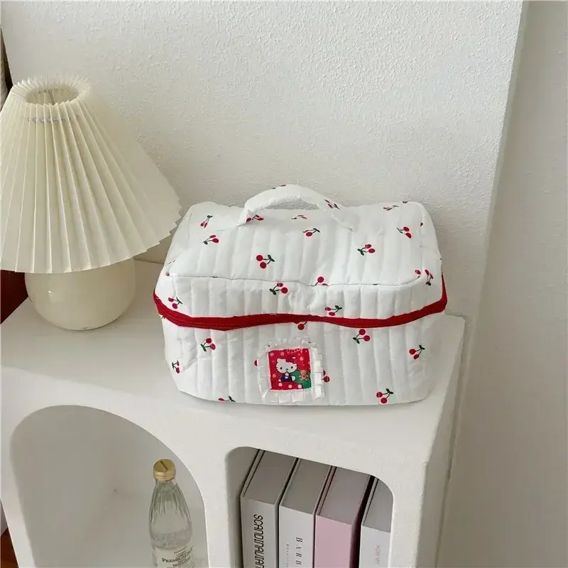student stationery pencil case travel washing bag handbag Sanrio hello kitty cherry cosmetic bag large capacity Y2K storage bag