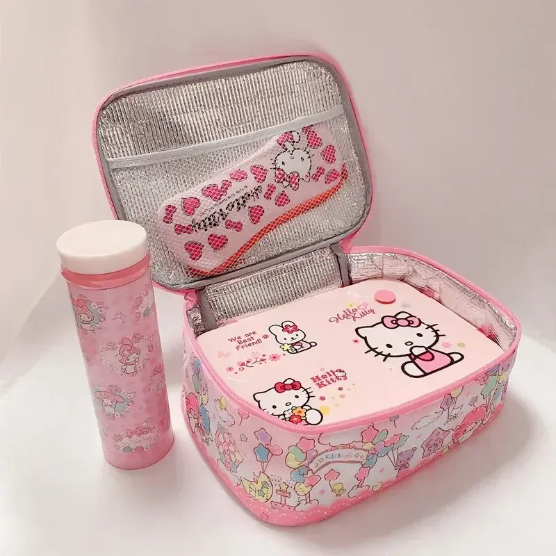 Sanrio Hello Kitty Handbag Cartoon Student Lunch Box Bag Melody Lunch Box Insulation Bag Large Capacity Storage Bag