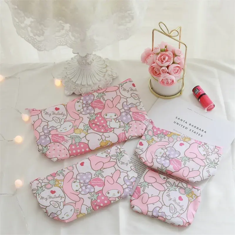 4PCS girl boy clutch card holder hello kitty Sanrio Melody cosmetic bag travel storage bag coin purse