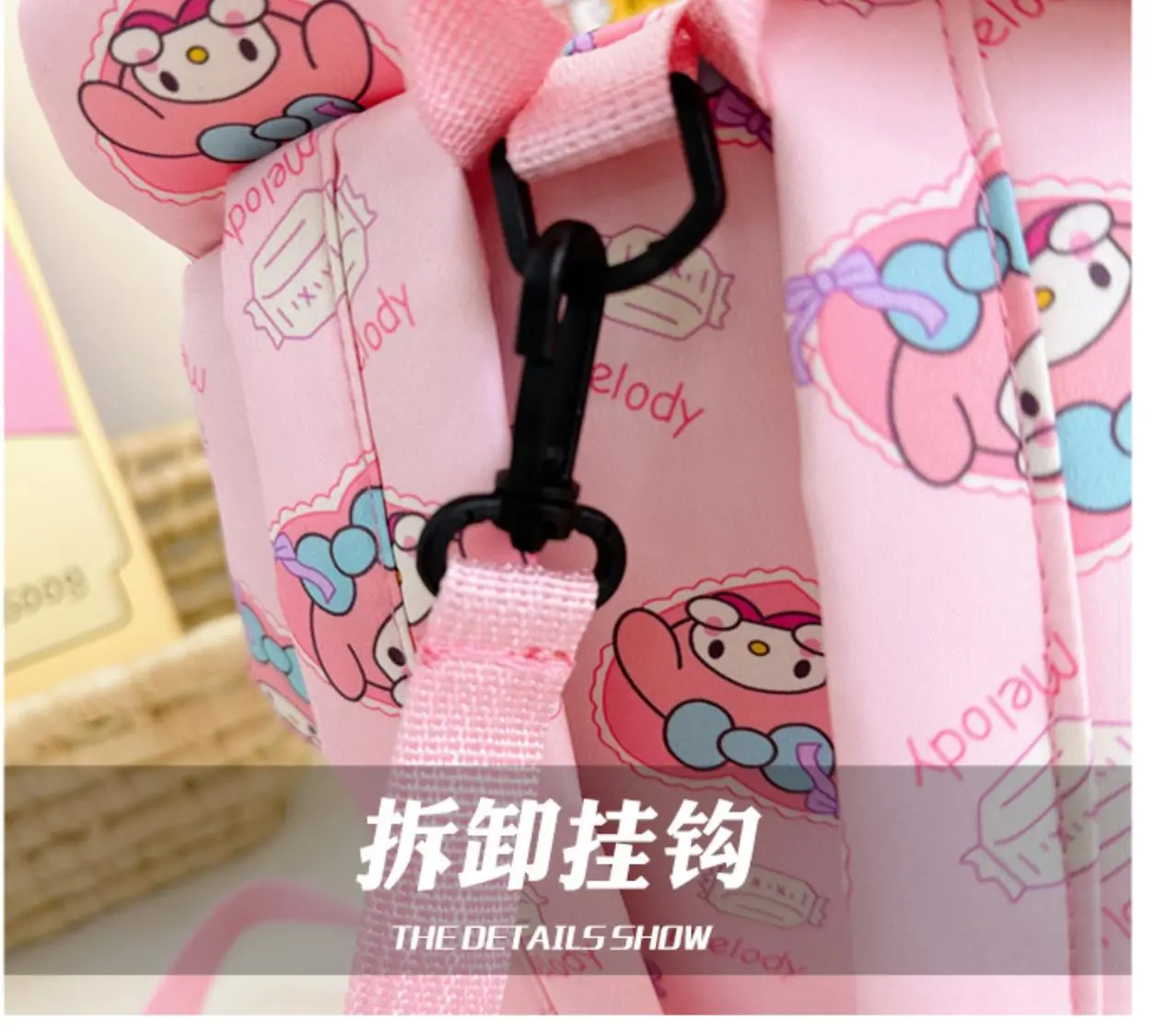 Sanrio  kindergarten nylon girl boy kuromi shoulder bag cute  handbaghello kitty anti-lost Backpack children's schoolbag