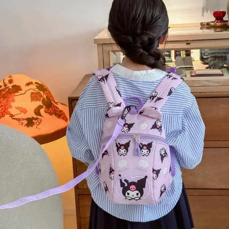 Sanrio  kindergarten nylon girl boy kuromi shoulder bag cute  handbaghello kitty anti-lost Backpack children's schoolbag