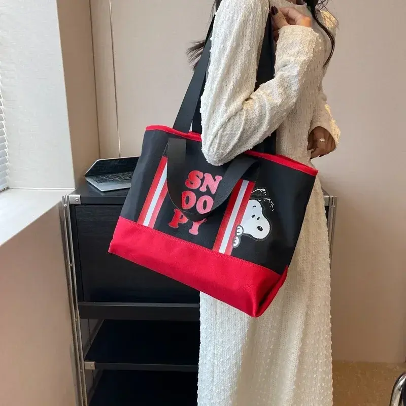 Girl Snoopy Cartoon Cute Tote Bag Color Matching Large Capacity women Shoulder Bag Mommy Bag Tote Bag 42x28x20cm