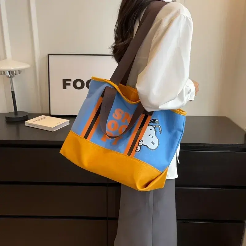 Girl Snoopy Cartoon Cute Tote Bag Color Matching Large Capacity women Shoulder Bag Mommy Bag Tote Bag 42x28x20cm