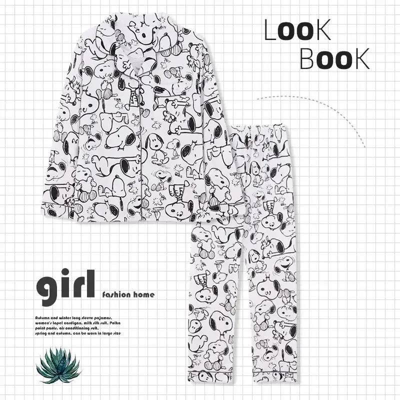 Snoopy Pajamas Women's Spring and Fall Long Sleeve Pants Cardigan Suit Home Clothes Cute Cartoon sleepwear nightgown