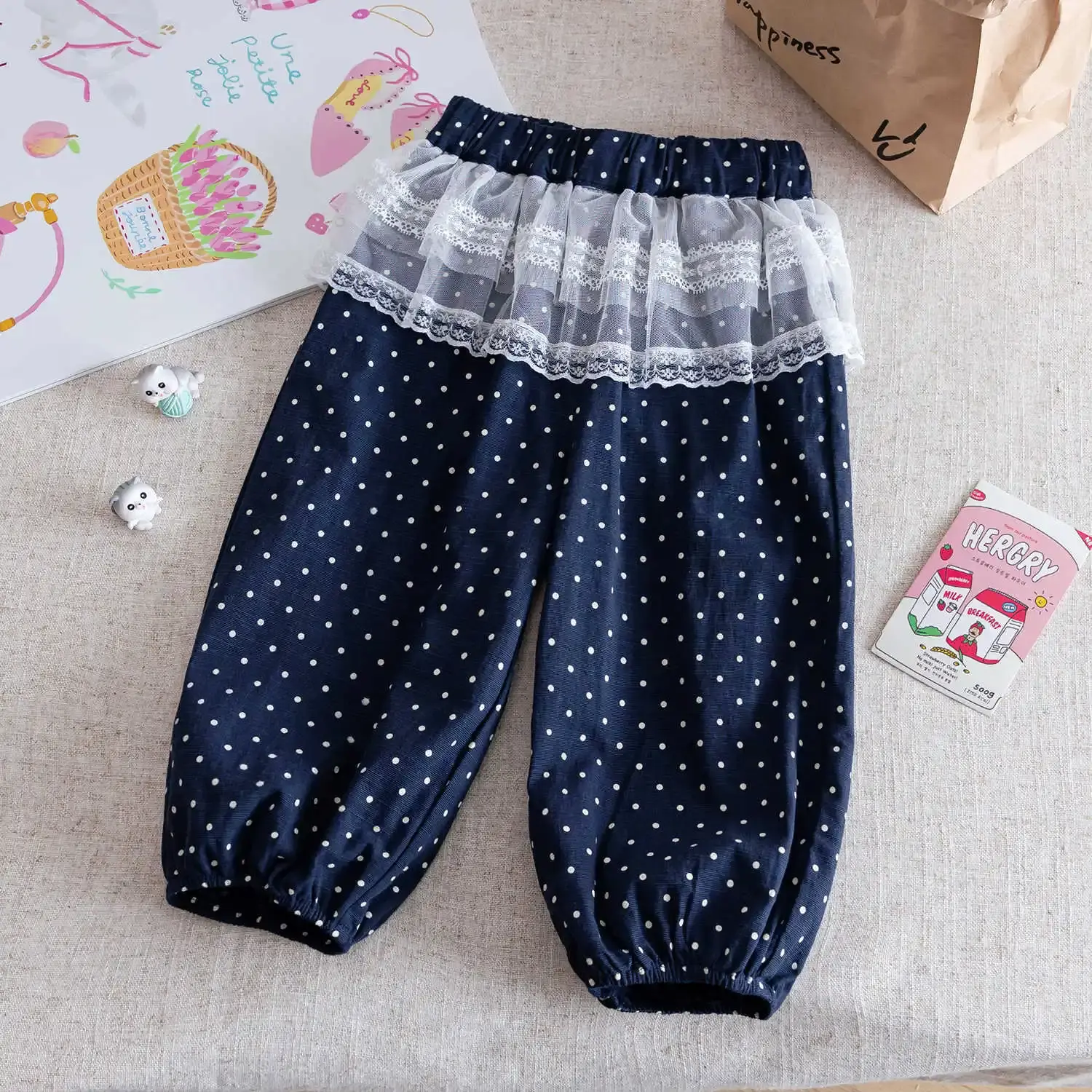 Sanrio hello kitty baby girls summer fashion short sleeve pants suit summer T-shirt top polka-dot pants children's 2pcs clothing
