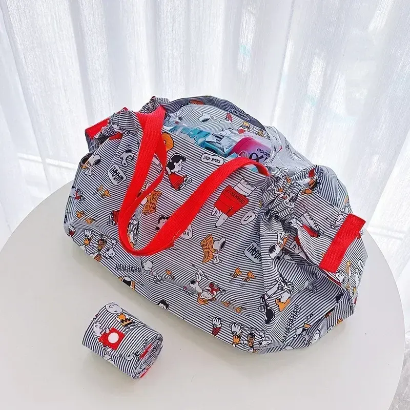 Women's men Fashion Cartoon handbag Snoopy Folding Shopping Bag cute Shoulder bag Waterproof Travel storage bag