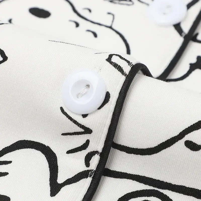Snoopy Pajamas Women's Spring and Fall Long Sleeve Pants Cardigan Suit Home Clothes Cute Cartoon sleepwear nightgown