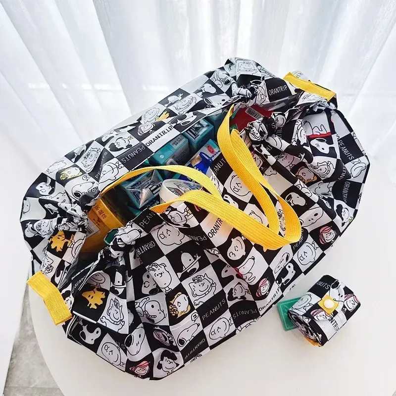 Women's men Fashion Cartoon handbag Snoopy Folding Shopping Bag cute Shoulder bag Waterproof Travel storage bag