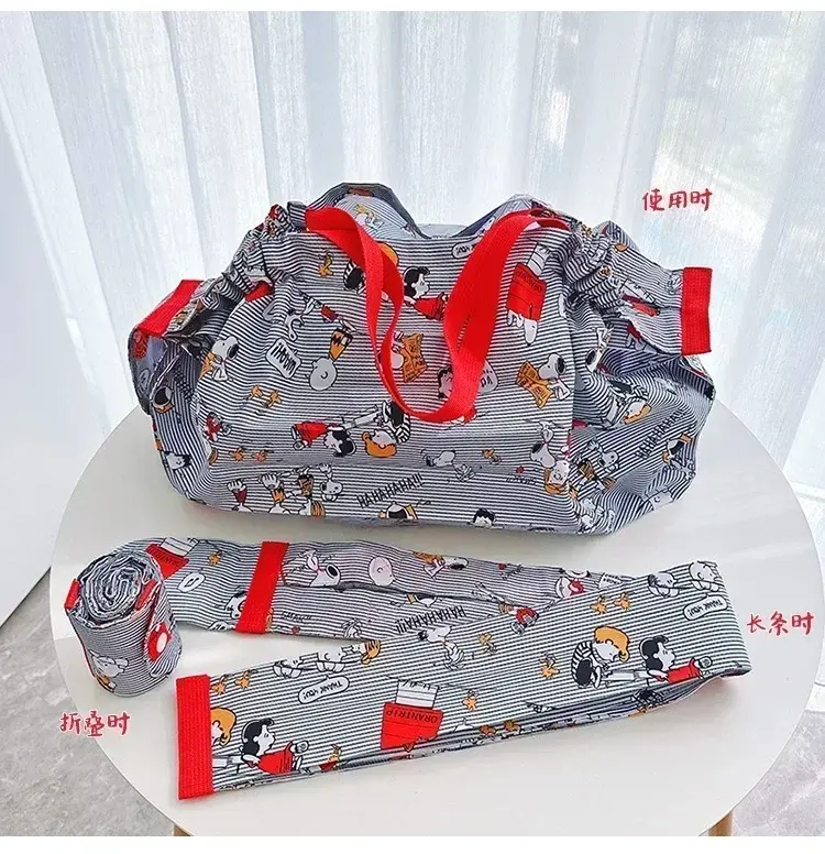 Women's men Fashion Cartoon handbag Snoopy Folding Shopping Bag cute Shoulder bag Waterproof Travel storage bag